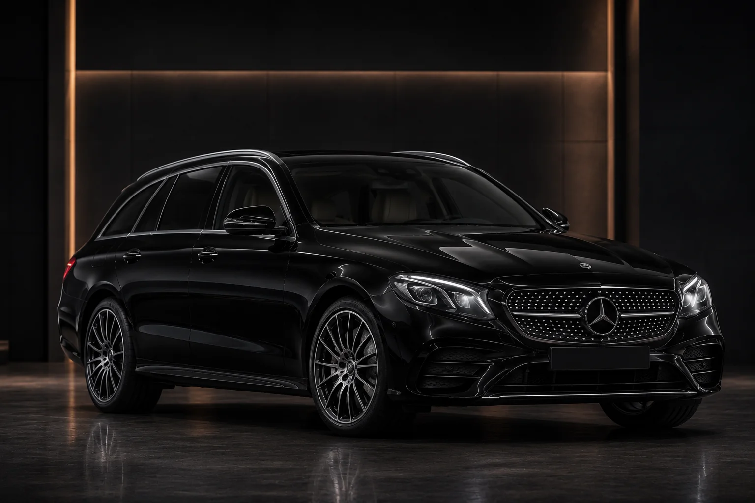 Black executive estate vehicle with extended luggage capacity